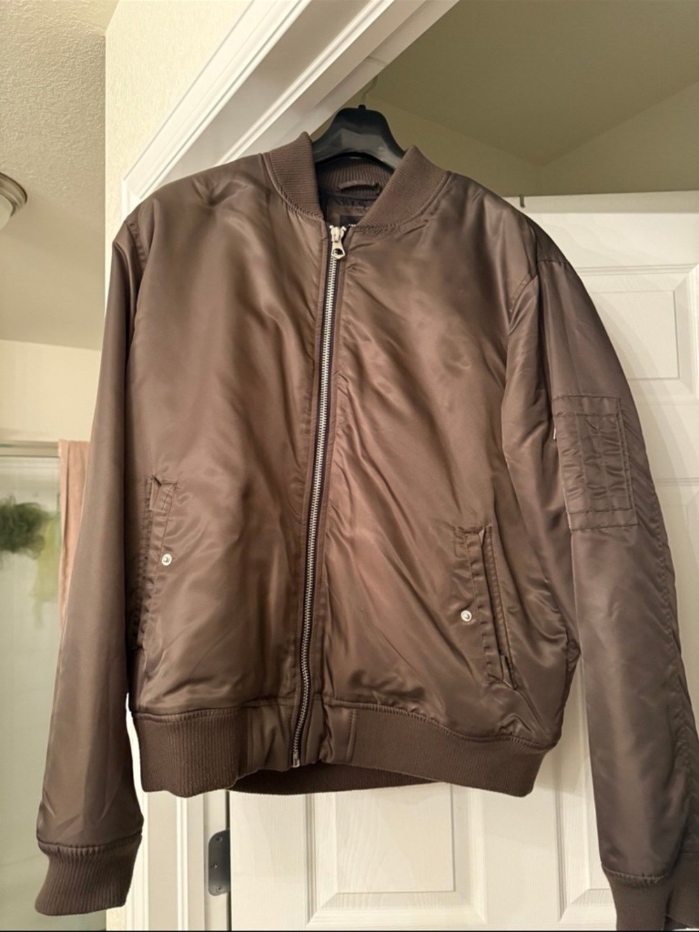 H&M Men's Brown Satin Bomber Jacket